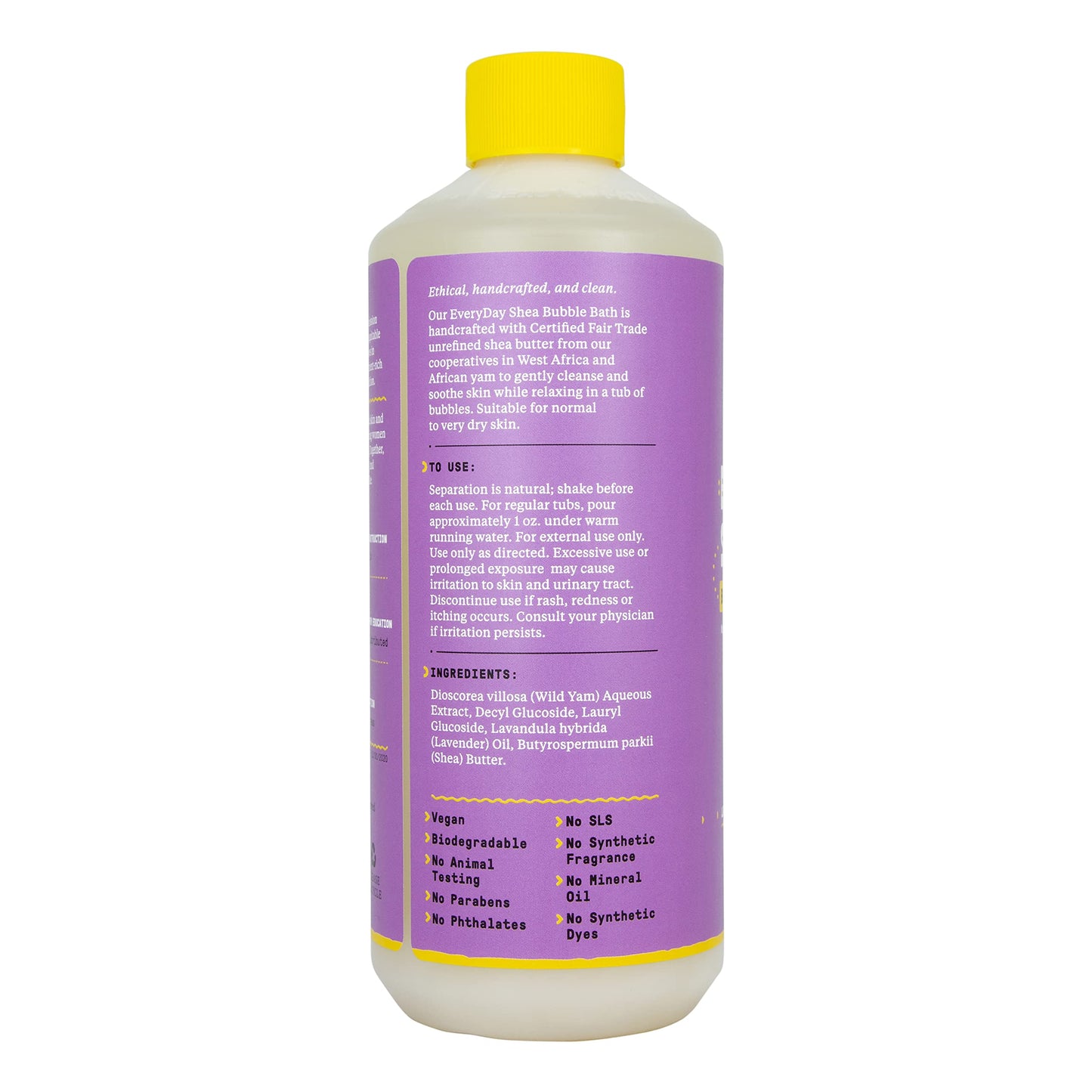 Alaffia Everyday Shea Bubble Bath, Soothing Support for Deep Relaxation and Soft Moisturized Skin, Made with Fair Trade Shea Butter, Cruelty Free, No Parabens, Vegan, Lavender, 2 Pack - 16 Fl Oz Ea