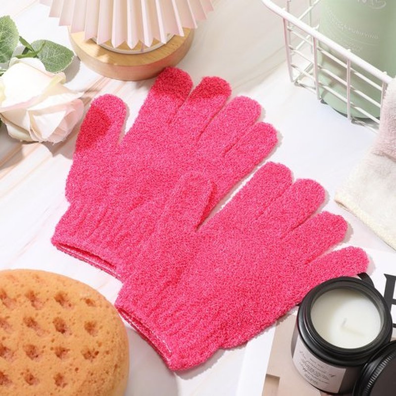 Ramede 30 Pair Exfoliating Gloves Double Sided Exfoliating Bath Gloves Nylon Colorful Shower Gloves for Men Women Beauty Spa Massage Shower Deep Clean Body Skin Bathing Scrubber Accessories (Rose Red)