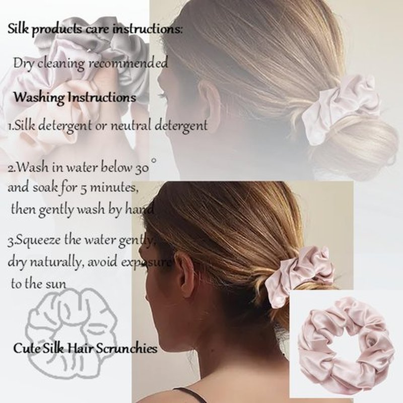 MurierSilk Mulberry Silk Scrunchies - 100% Pure Silk Hair Ties and Ponytail Holders for Women, Girls, Elastic Silk Wrap Prevents Frizz and Breakage (Charcoal Gray)