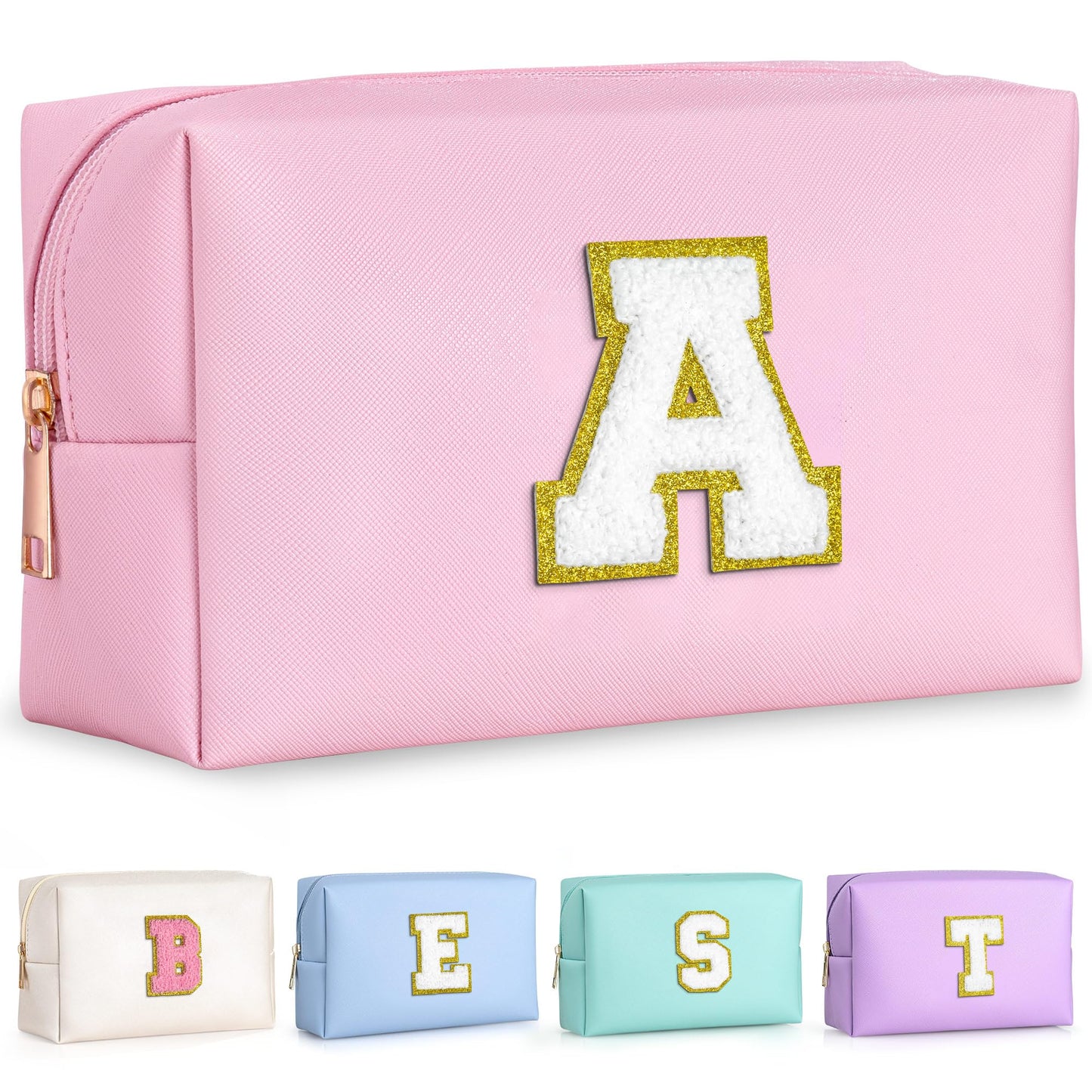 TOPEAST Gifts for Friends Female Mom, Cute Makeup Bag Small Pink Cosmetic Bag Travel Toiletry Bag, Personalized Birthday Gift for Women Girl, Preppy Travel Stuff for Girls (Pink C)