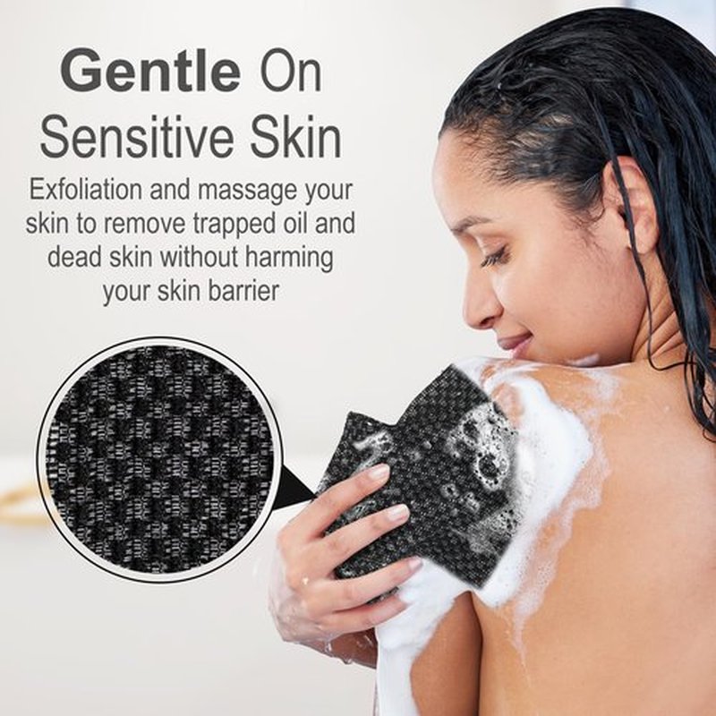 Yiclick Exfoliating African Net Sponge 1PC - Exfoliating Body Scrubber Exfoliator, Exfoliating Washcloth Towel, Exfoliate Rags Wash Cloth Loofah Sponge for Body Scrub, Back Scrubber (Grid)
