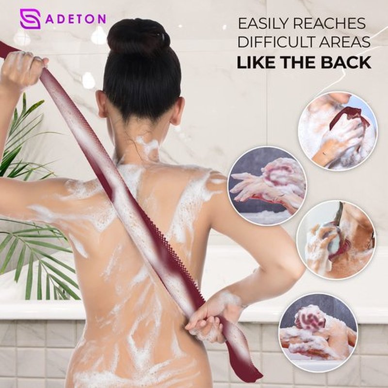 Adeton African Net Sponge, Authentic, Real, Black Owned, Exfoliating Bath Wash Cloth, Net Sponge, Body Exfoliator, Sapo, Shower Bath Accessories, Back Foot Scalp Scrub, Dead Skin Remover (Burgundy)