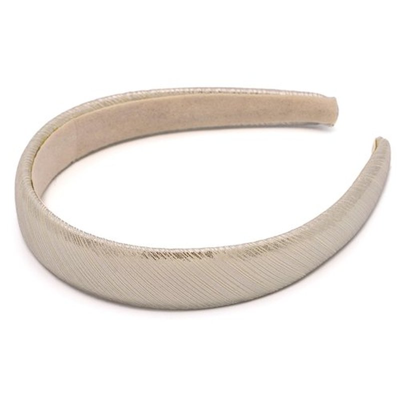 Bellefixe Wide Padded Headband for Women (1" Champagne SIlver Metallic)