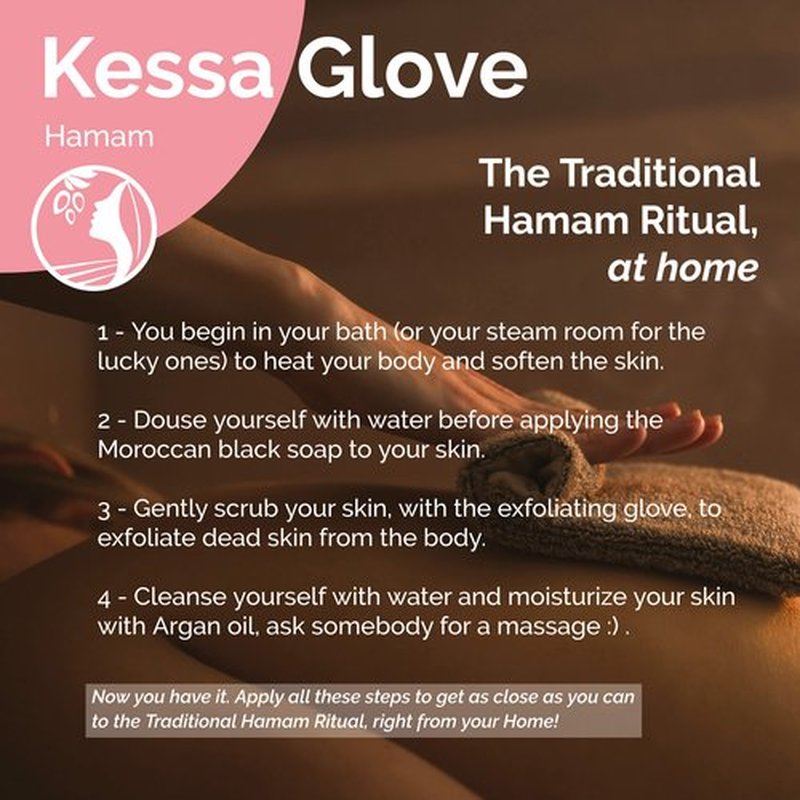 Fatima's Garden Exfoliating Kessa Gloves - Natural Spa Scrubbers, Black (4 Gloves)