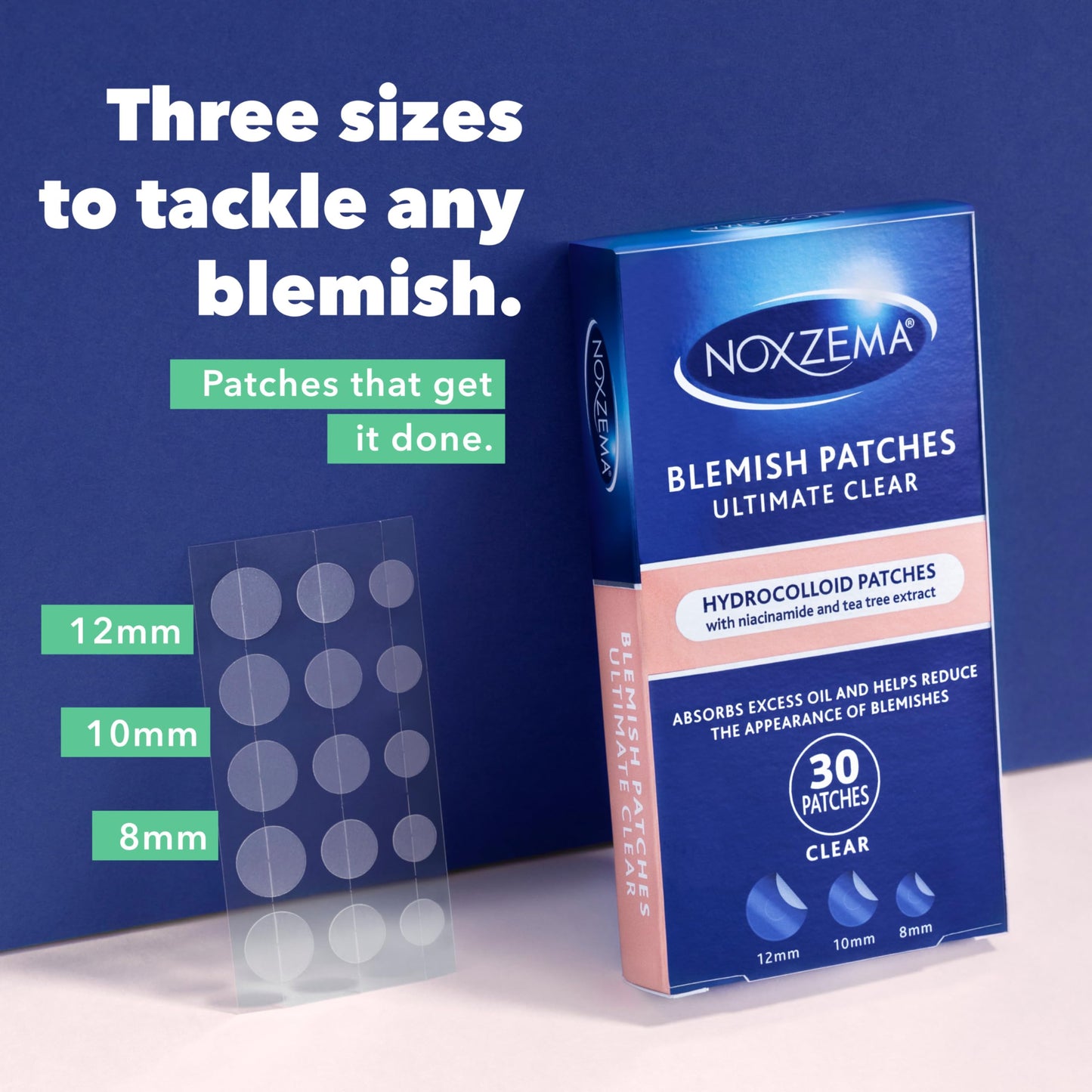 Noxzema Pimple Patches with Niacinamide & Tea Tree Extract, Hydrocolloid Acne Treatment for Face Blemishes, Absorbs Oil & Reduces Breakouts, Dermatologist Tested, 30 Count (Pack of 2)