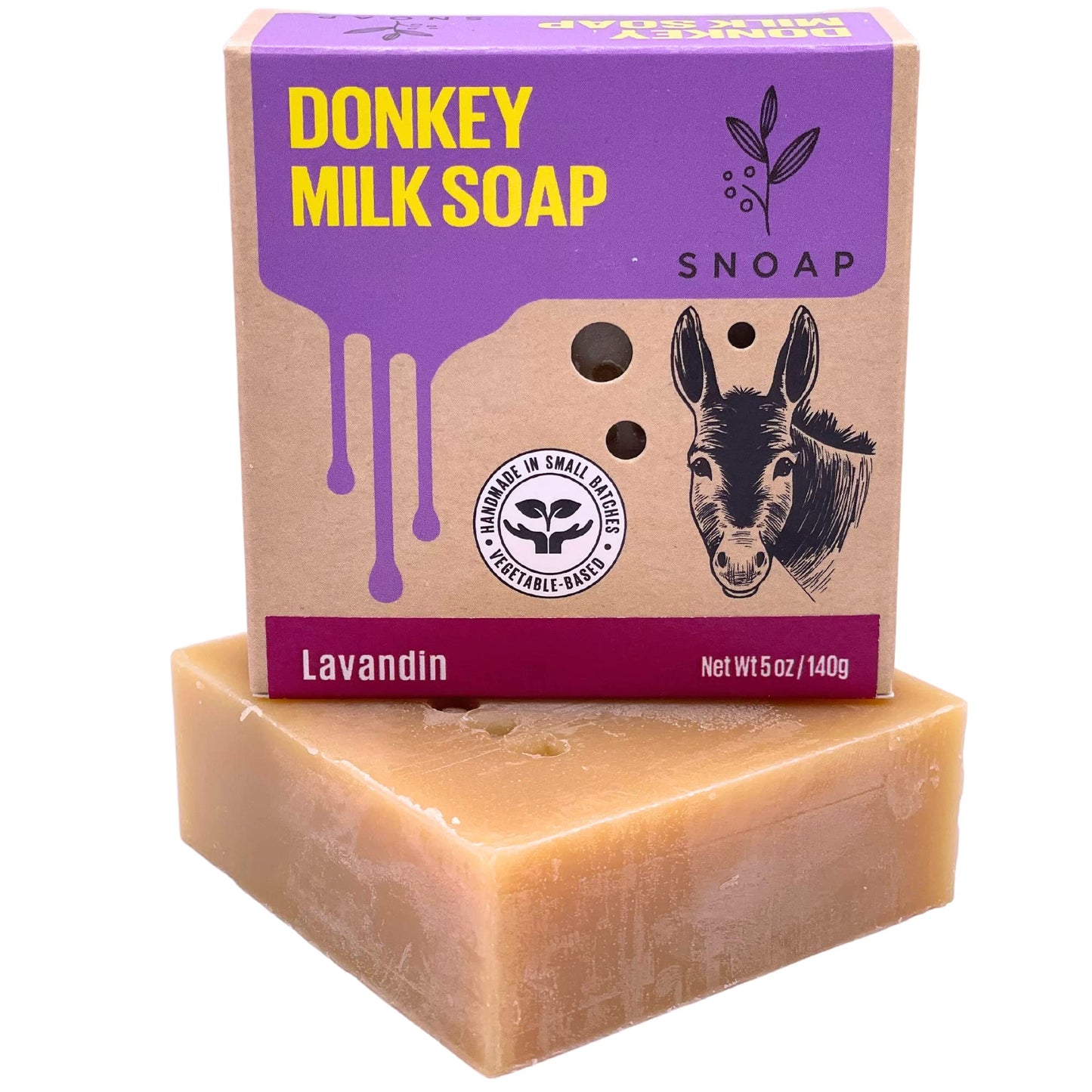 SNOAP Lavender Bar Soap, Made with Donkey Milk, Natural and Organic Ingredients. Gentle Soap – For All Skin Types – 5oz Bar