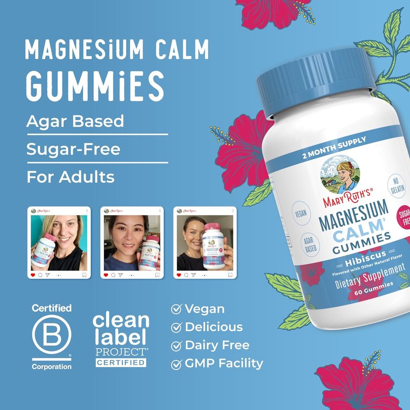 Calm Magnesium Citrate Gummies - Stress Relief & Bone Health | Vegan, Sugar-Free | 60 Count