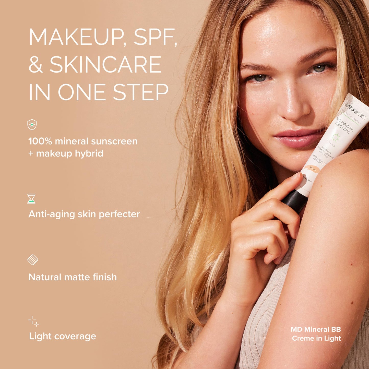 MDSolarSciences Mineral BB Crème SPF 50 | Hydrating Tinted Mineral Sunscreen | Niacinamide Caffeine & Squalane | Blurring Anti-Aging Formula | Deep | 1.23 Oz