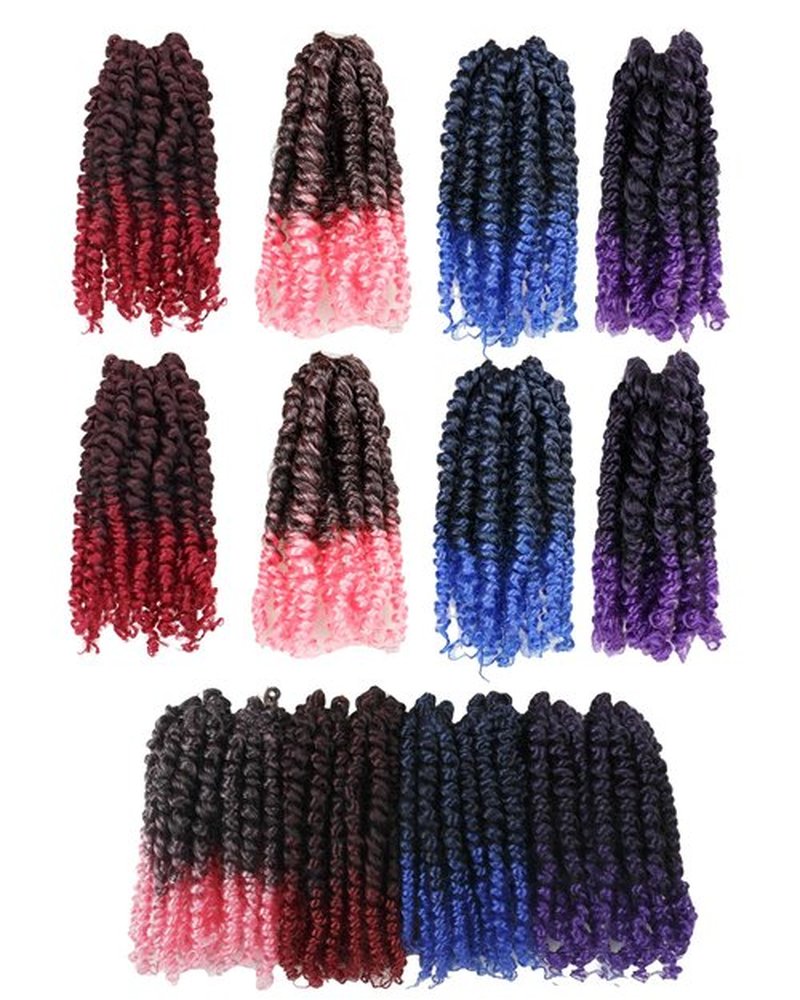14 Inches 8 Packs Pre Looped Pretwisted Passion Twist Crochet Hair for Black Women and Kids,(TBUG+TPink+TPurple+TBlue) Mixed Color Combo Pack(14"-8 Packs,TBUG+TPink+TPurple+TBlue)