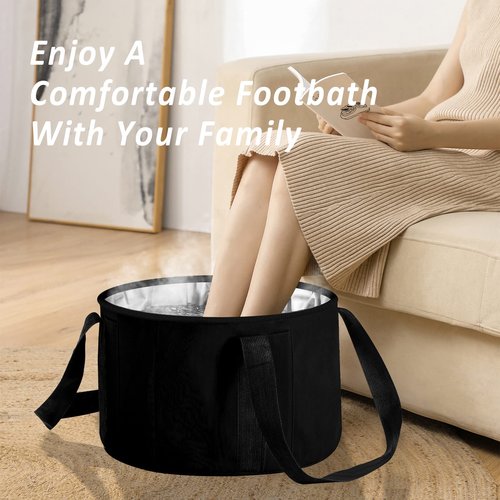JSVSLTD 2 Pieces Foot Bath Basin 30L Collapsible Bucket, Portable Foot Soak Tub Feet Soaking Bucket for Outdoor Travel, Camping, Fishing（Black)