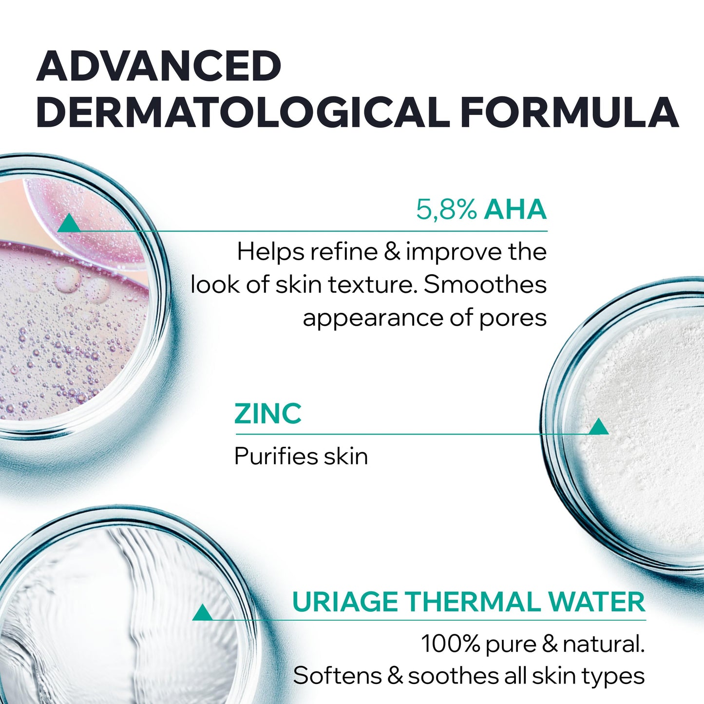Uriage Hyseac Renewing Serum 5.8% AHA Zinc 30ml Exfoliating Serum for New Skin Blemishes for Adult Breakouts Oily and Normal Skin Refines and Minimizes Pores