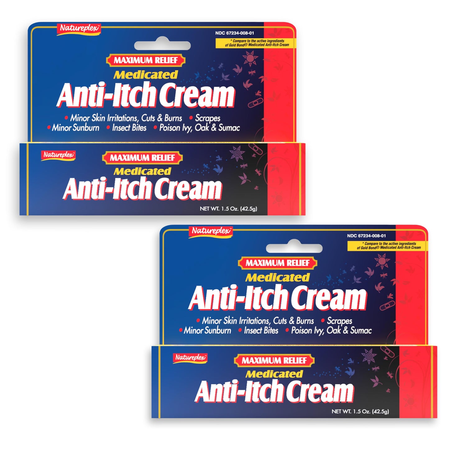 Natureplex Maximum Relief Medicated Anti-Itch Cream 1.5oz (2 Pack) – Fast Relief for Rashes, Bites, Sunburn, Cuts, Burns, Poison Ivy & More – Cooling Menthol & Pramoxine – Made in USA