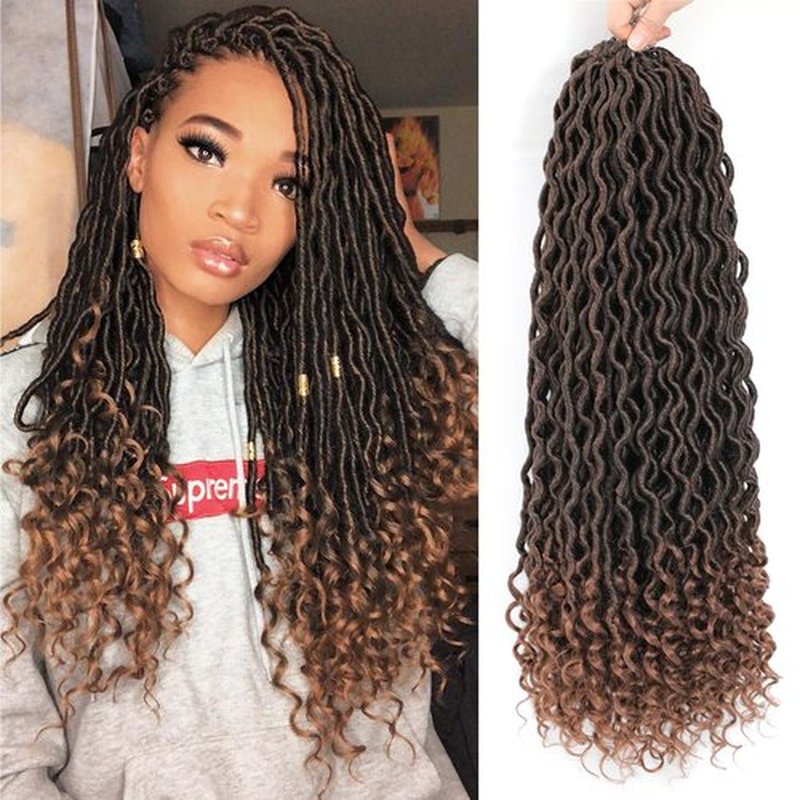 Karida Faux Locs Crochet Hair 24 Inch, 6 Packs Pre Looped Goddess Locs Crochet Hair, Wavy Crochet Faux Locs With Curly Ends, Boho Faux Locs Crochet Hair For Black Women (24 inch, T30#)