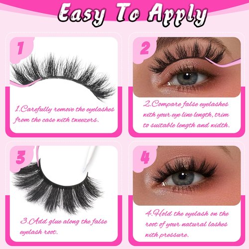 Veleasha Lashes 5D Faux Mink Lashes Cat Eye Lashes 100% Handmade Luxurious Volume Fake Eyelashes Lightweight Fluffy False Eyelashes 5 Pairs Pack (801)