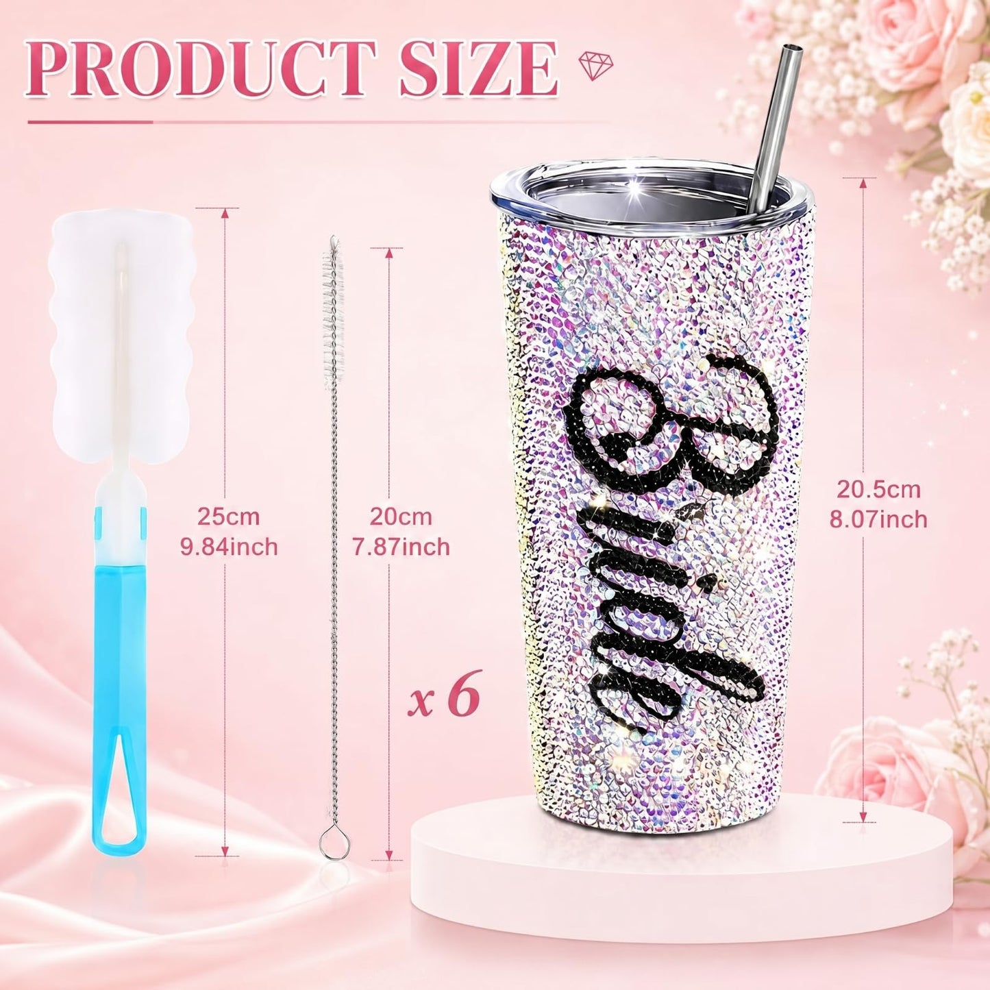 Vesici Brides to Be Gift Bling Diamond Bride Tumbler 20 oz Insulated Bridal Cup with Straw and Lid Bridal Shower Gifts Wedding Gifts for Engagement Party Bachelorette Maid of Honor Cup(Bride)