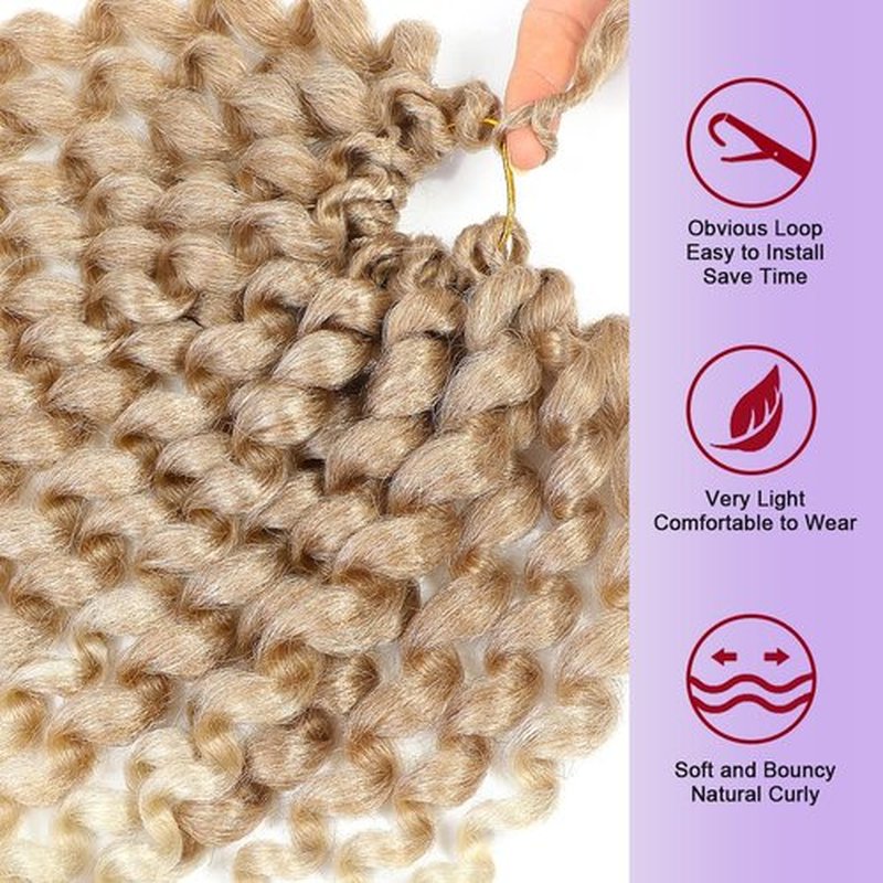 GetMaige Jamaican Bounce Crochet Hair For Black Women 4packs 72 Roots Natural Black Jumpy Wand Curls Crochet Hair Short Pre Looped Curly Crochet Hair (12inch (pack of 4), 27/613)