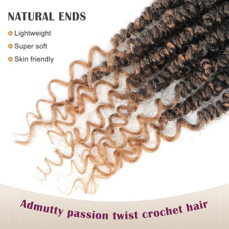 Passion Twist Crochet Hair,Passion Twist Hair 12 Inch,2 Packs Pretwisted Passion Twist Hair,Short Passion Twist Crochet Braids,Pre Looped Crochet Hair for Black Women(1B/27)