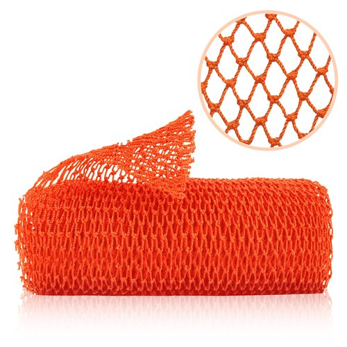 ZOCY African Net Sponge, Authentic Exfoliating Body Scrubber for Bath and Shower, Multiple Textures with Gentle Deep Exfoliating and Rich Lather for All Skins (Orange)