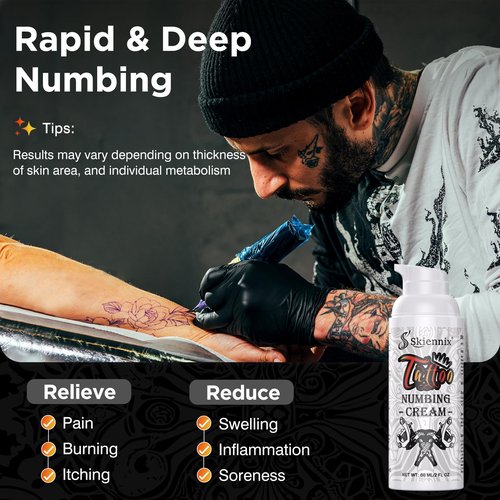 Skiennix 6 Hours Maximum Strength Tattoo Numbing Cream(52ml) - Best Painless Tattoo Numbing Cream for Waxing, Piercing, Microneedling, Permanent Makeup, Numbing Cream for Tattoos Extra Strength