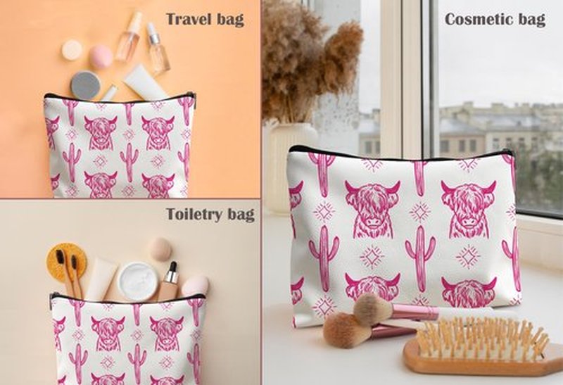 Lacosu Western Makeup Bag,Western Gifts For Women,Cow Makeup Bag,Cowgirl Stuff,Western Stuff For Women,Western Gifts,Cowgirl Gifts(Leather COW L)