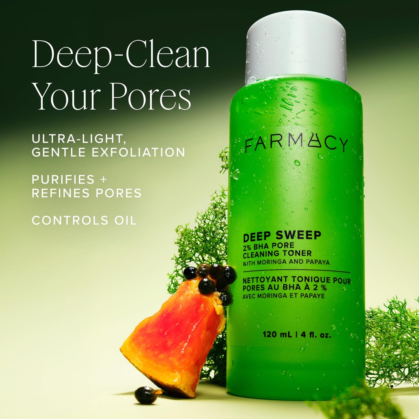 Farmacy 2% Salicylic Acid Toner for Face - Deep Sweep BHA Liquid Exfoliant + Pore Cleaner - Controls Oil, Gently Exfoliates + Refines Pores - Skin Care for Combo, Oily + Blemish-Prone Skin - (10ml)