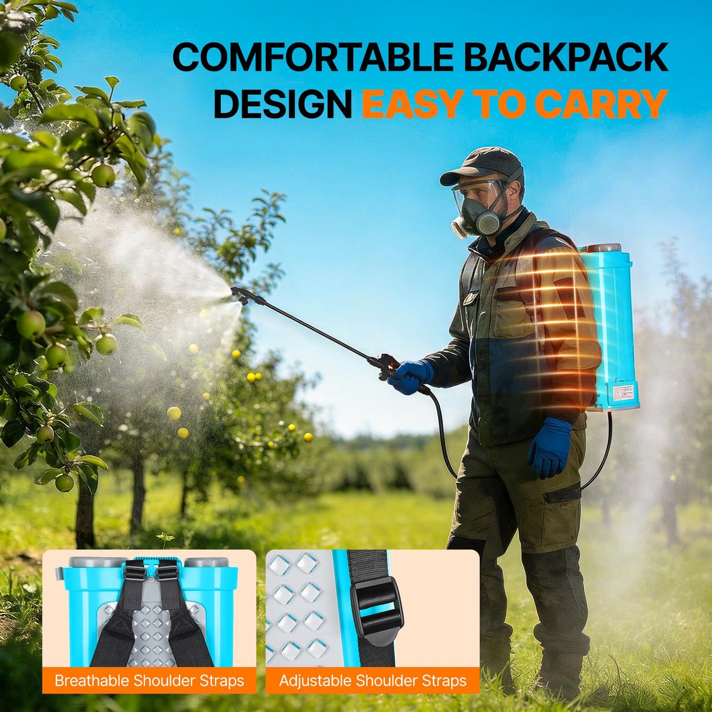 4 Gallon Battery Powered Backpack Sprayer, 2.6Ah 21V with 6 Nozzles, Telescopic Stainless Steel + Plastic Wand for Lawn Garden Weed Yard Cleaning (Charger Included)