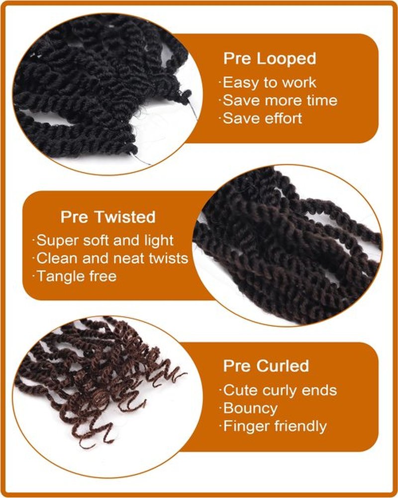 Senegalese Twist Crochet Hair 3 Tone 12 Inch Short Crochet Hair for Black Women Pre Looped Knotless Crochet Braids with Curly Ends Pre Twisted Short Crochet Hair (12 Inch,1B430)