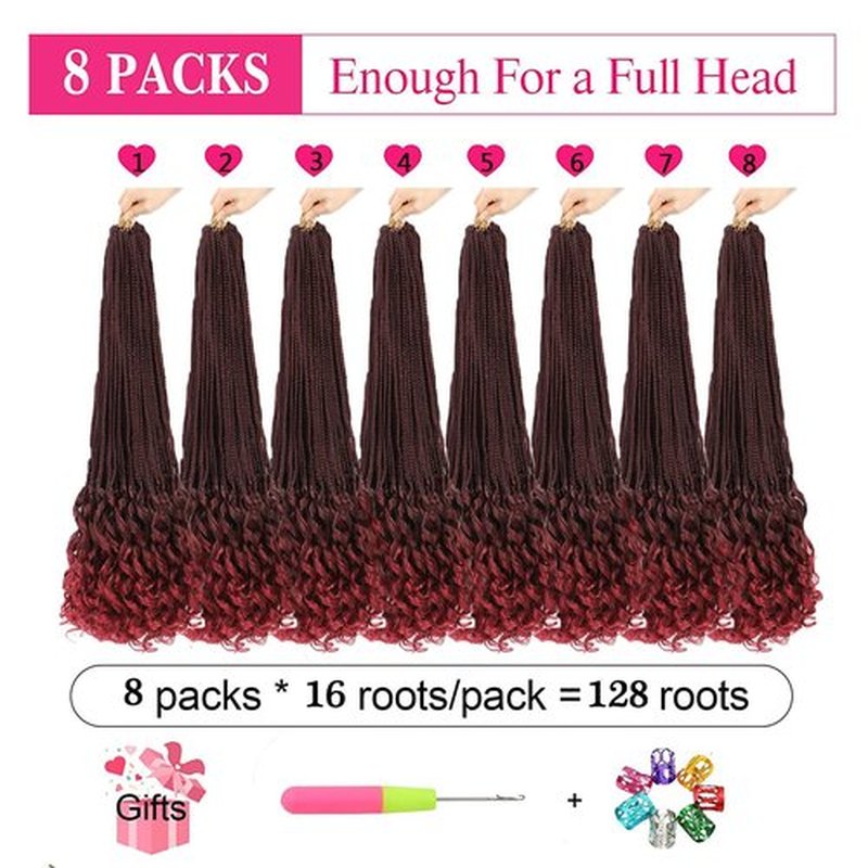 8 Packs French Curl Crochet Braids 30 Inch Goddess Box Braids Crochet Hair French Curly Braiding Hair Crochet Hair for Black Women French Curly Braids With Loose Wavy Ends Hair Extensions( 30 Inch (Pack of 8)，TBUG# )