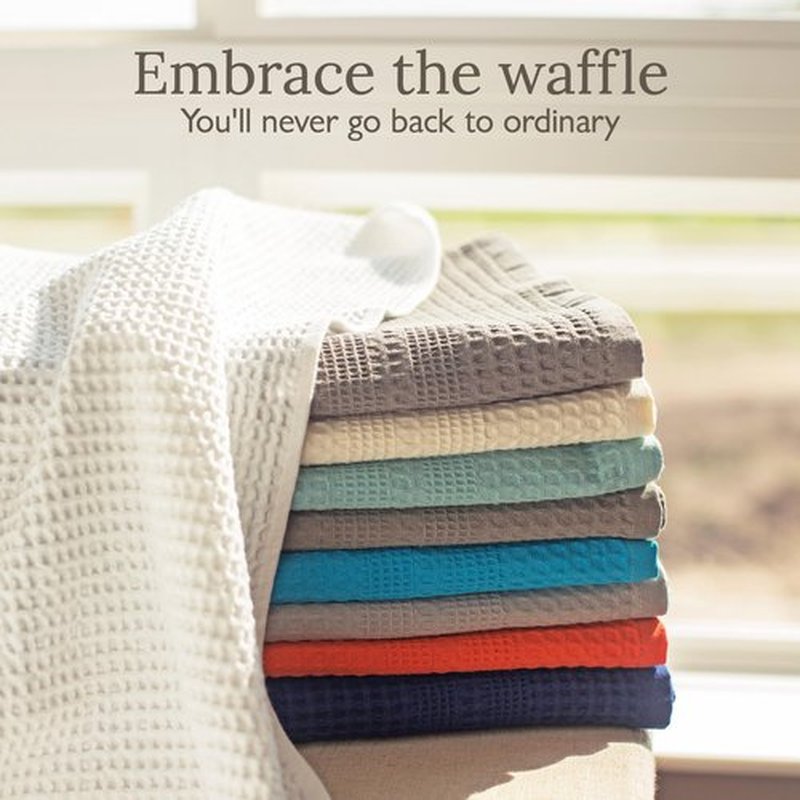 GILDEN TREE Waffle Towels for Bathroom, 100% Cotton Quick Dry Towel, Waffle Bath Towels Large, Absorbent Lightweight Travel Towel, Bath Towels Set of 2, Classic Style (White)