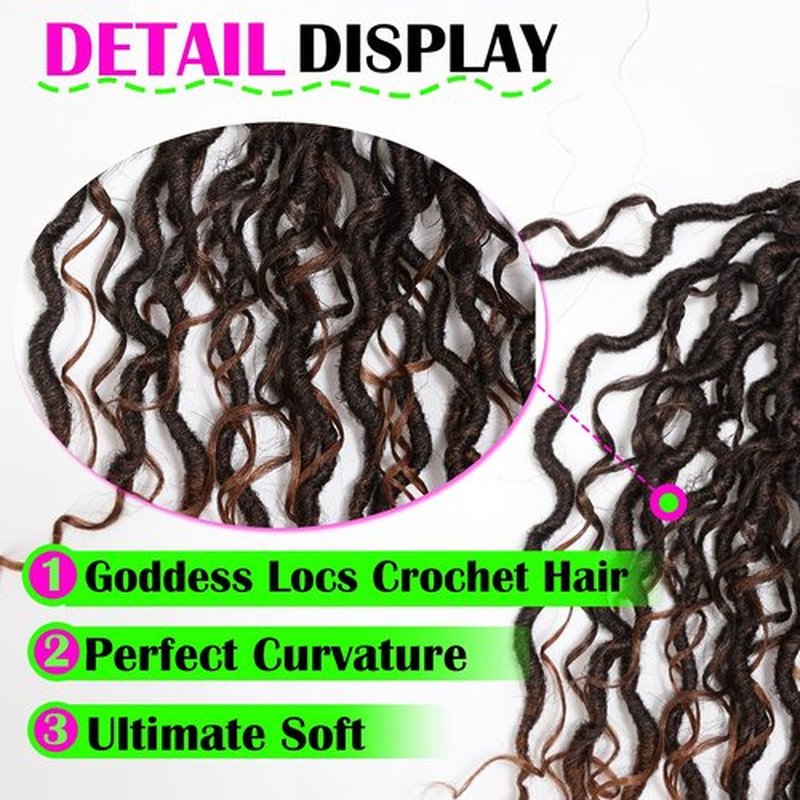 PURSHINE 6Packs Goddess Faux Locs Crochet Hair 14Inch Pre Looped for Women Girls Kids,River Locs Crochet Hair（Auburn_T30）