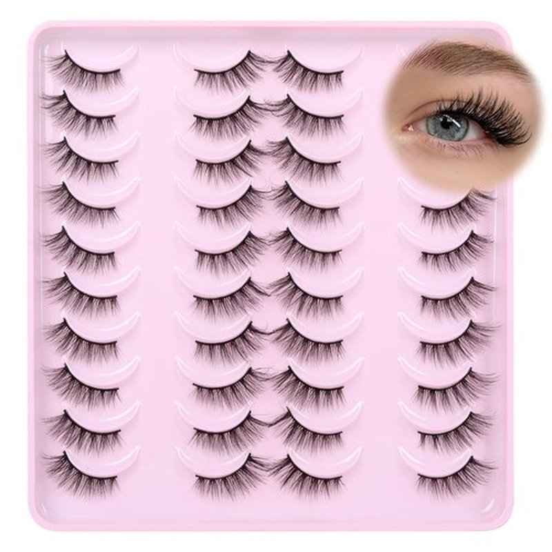 JIMIRE Half Lashes Natural Cat Eye Wispy False Eyelashes 13MM Short 3D Accent Corner Lashes Soft Fluffy Faux Mink Lashes 20 Pairs Pack