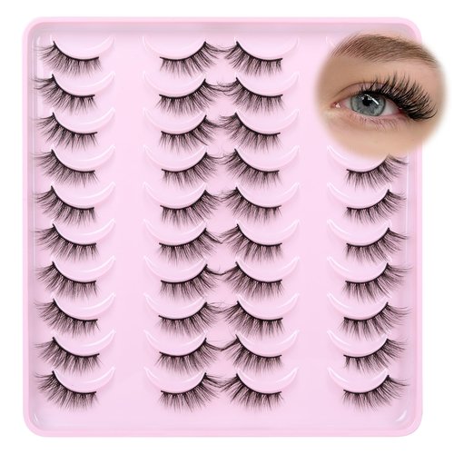 JIMIRE Half Lashes Natural Cat Eye Wispy False Eyelashes 13MM Short 3D Accent Corner Lashes Soft Fluffy Faux Mink Lashes 20 Pairs Pack