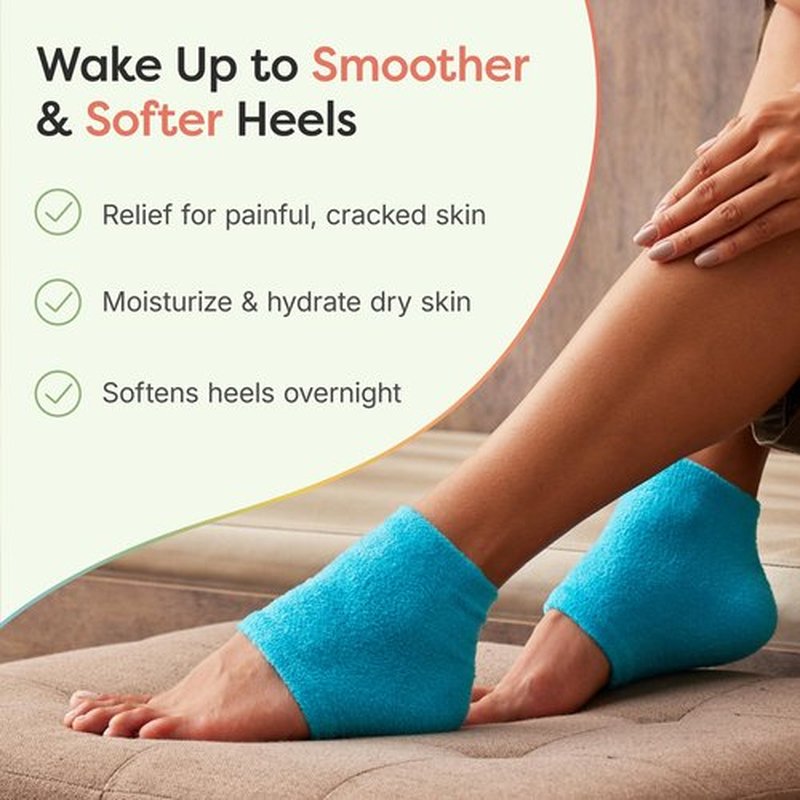 ZenToes Moisturizing Sleep Socks with Vitamin E, Olive Oil and Jojoba Seed Oil to Soften and Hydrate Dry Cracked Heels (Fuzzy Blue, 1 Pair Regular)