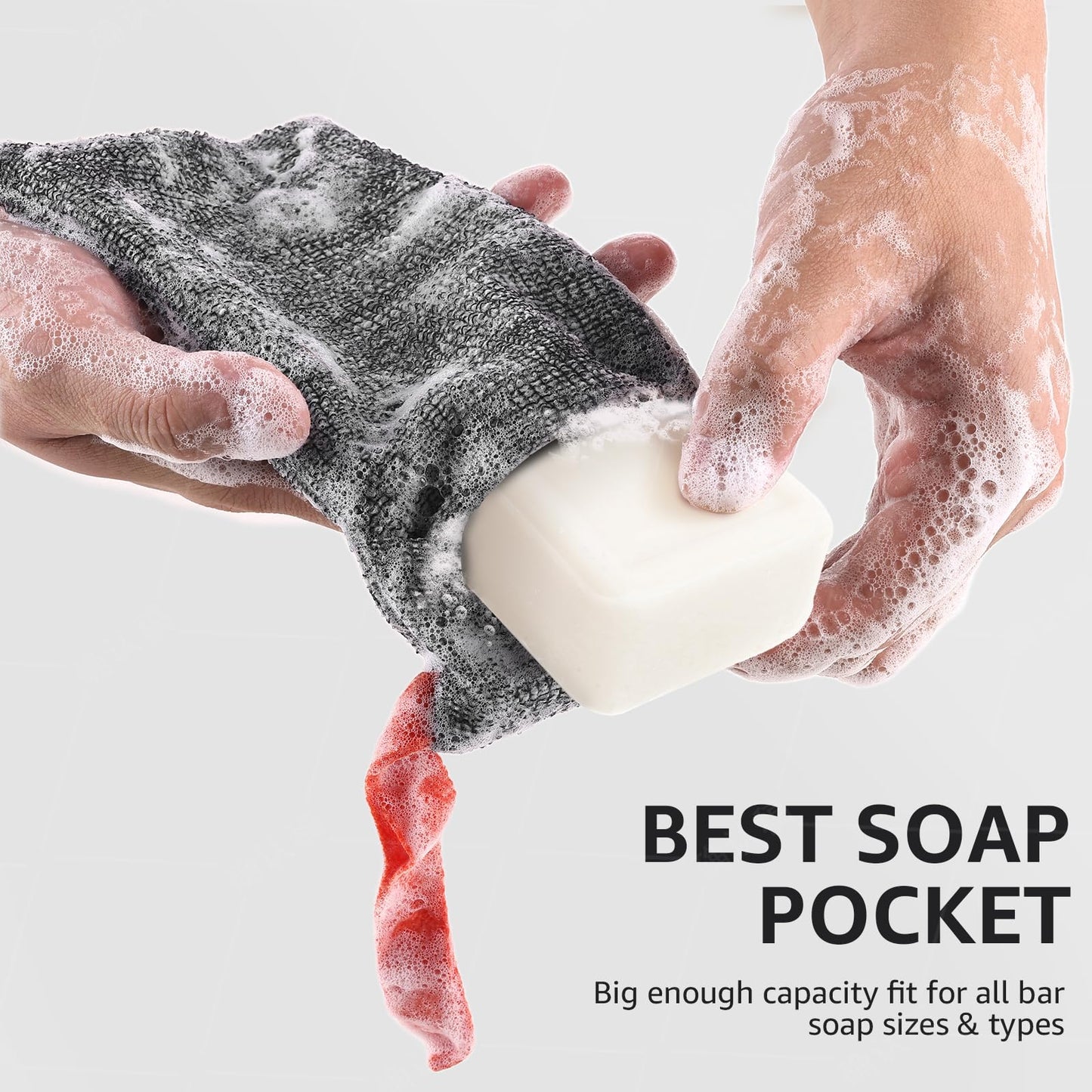 Xeiophoy 2PCS Soap Bags, Bar Soap Pouch for Deep Exfoliating, Body Scrubber Shower Sponge Loofah, Exfoliating Bath Sponge, Lathering Scrubba Wash Bag for Body Washing