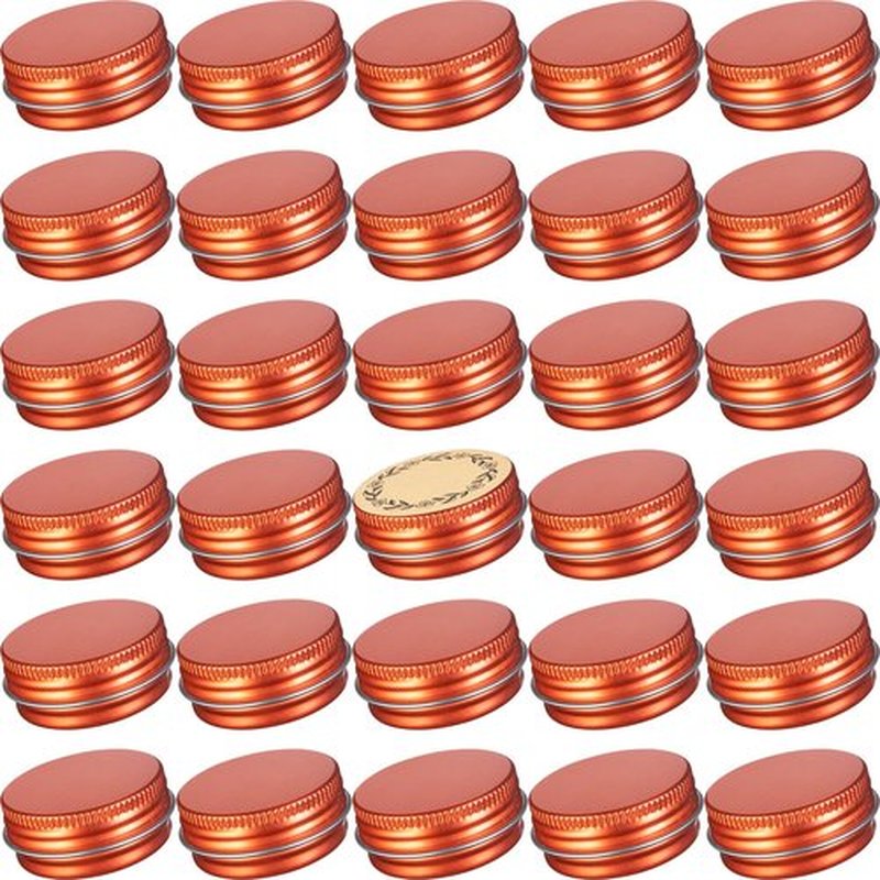 0.5 oz Screw Top Aluminum Tin Jar with Screw Lid and Blank Labels (Orange - Pack of 32)