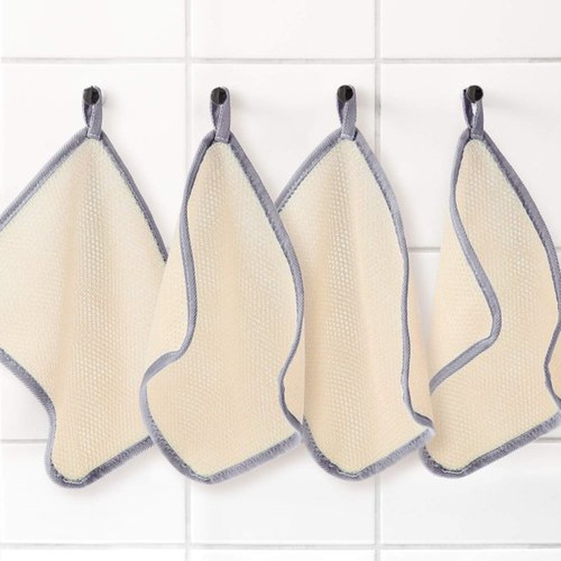 Tatuo 5 Pcs Exfoliating Face and Body Wash Cloths Towel Weave Bath Cloth Exfoliating Scrub Cloth Massage Bath Cloth for Women and Men, 10.63 x 9.05 Inch (Gray Edge)