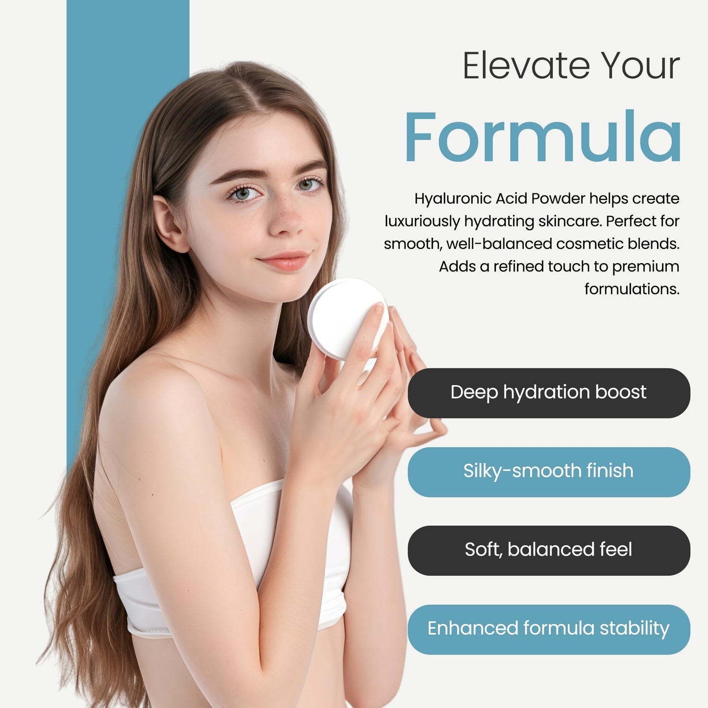 Talsen Chemicals Pure Hyaluronic Acid Powder (1 oz. / 28 grams) 1800 kDa+ Natural Cosmetic Grade, Hyaluronic Acid High Molecular Weight Powder, DIY Serums