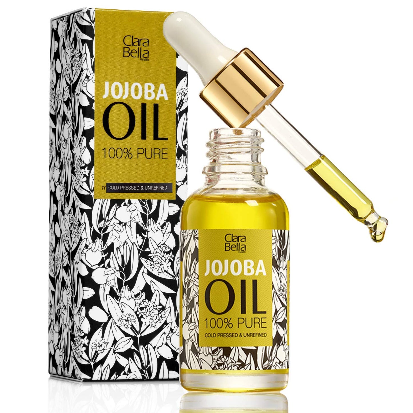 Clara Bella Health Jojoba Oil Treatment for Strong Nails & Cuticles - 1fl oz | Vitamin E, Omega 9, Cold Pressed | Nail Restoration