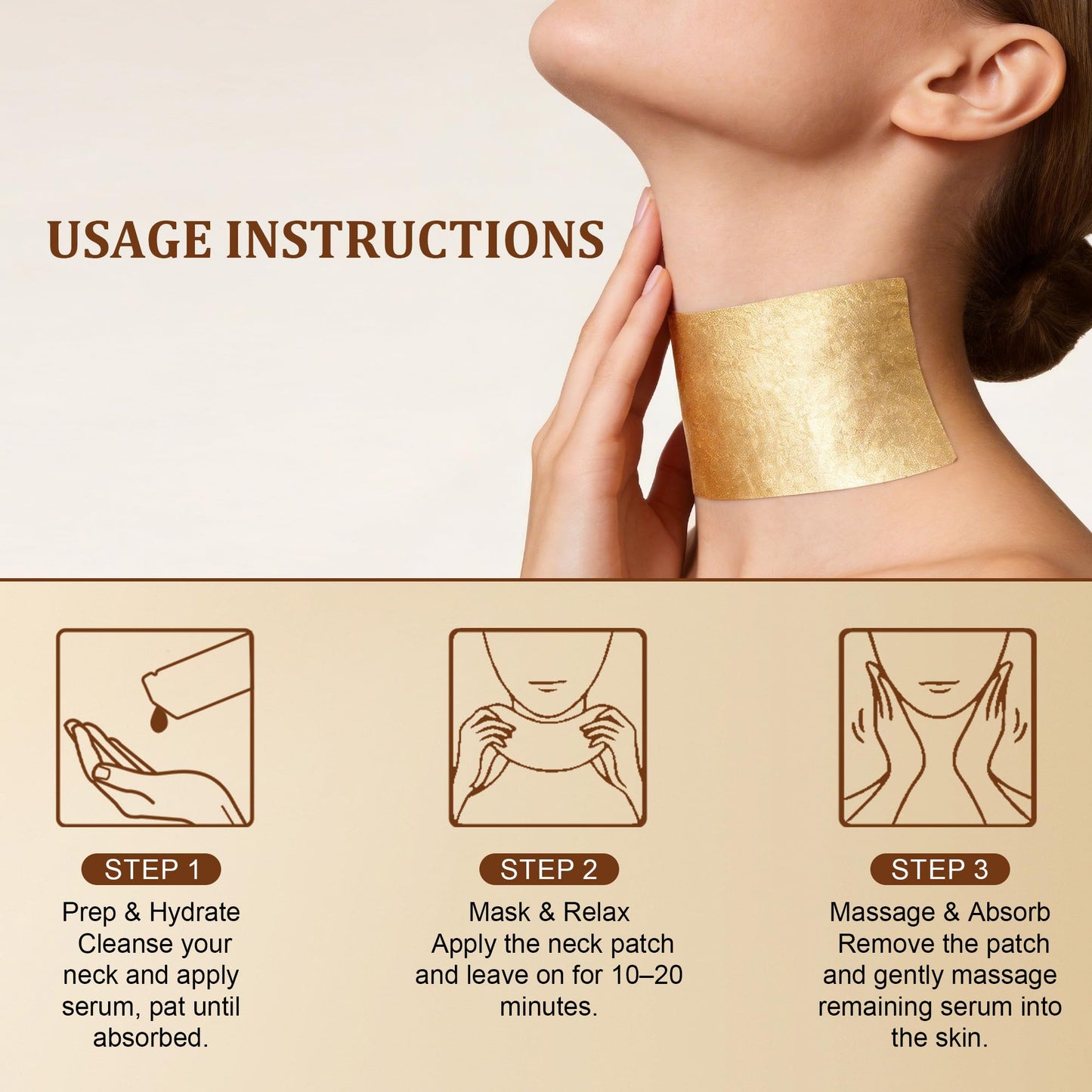 Ycz Collagen Neck Mask, Neck Wrinkle Patches with 8 Peptides and Botanical Serum Deep Hydration Moisturizing Anti Wrinkle Neck Care Lifting Firming Treatment