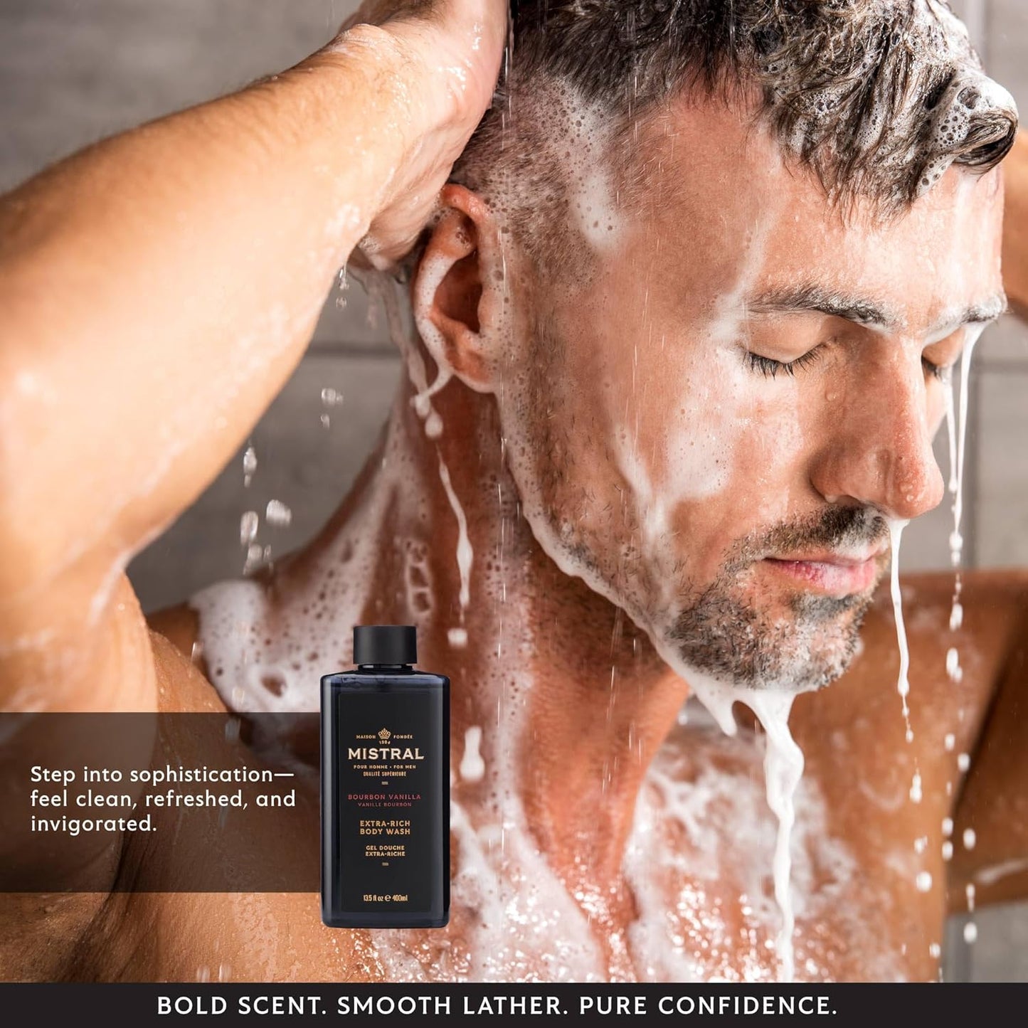 Men's 2-in-1 Body Wash & Shampoo - Black Amber, 13.5 oz | Natural, SLS & Paraben Free