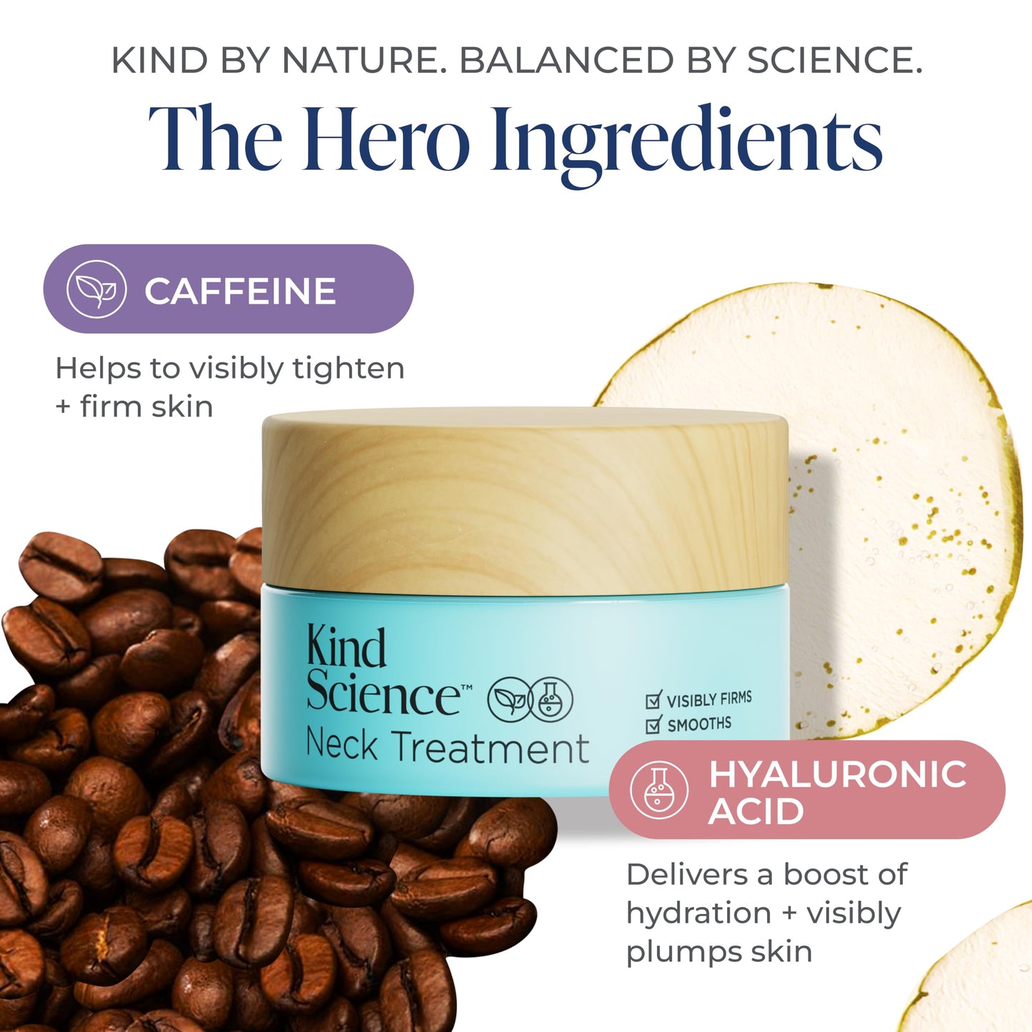 Kind Science Neck Treatment - Neck Cream Visibly Firms, Lifts & Supports Natural Cell Turnover for Anti Aging Firming and Tightening - Paraben, Dye & Fragrance Free, Cruelty Free, 1.7 oz