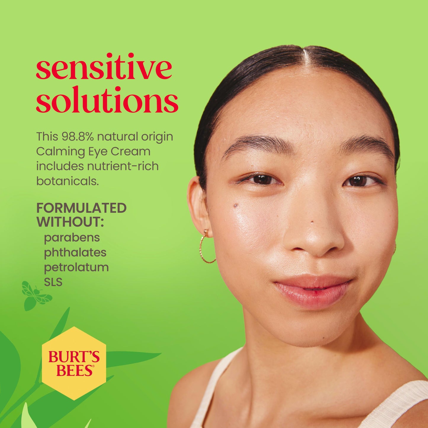 Burt's Bees Calming Eye Cream With Aloe and Rice Milk, Moisturizes Without Causing Redness or Irritation, 98.7 Percent Natural Origin Skin Care, 0.5 oz. Bottle