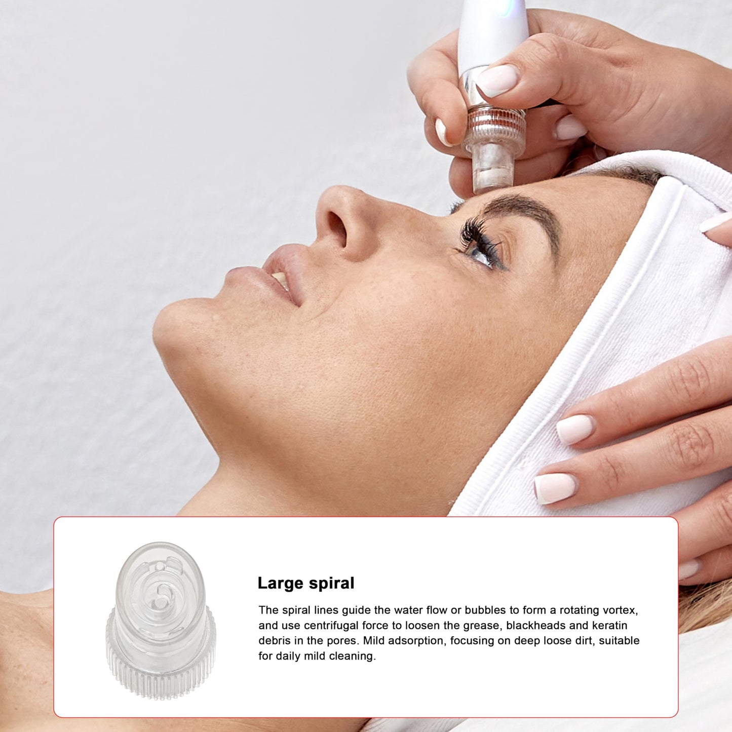 Elitzia 10 PCS Hydro Oxygen Facial Beauty Machine Tips Replacement Plastic Hydrodermabrasion Tips for Skin Cleaning Parts Large Spiral Shape Tip Suitable for ETAF1324 ETDN7 Machine Acceossories ETTIP1
