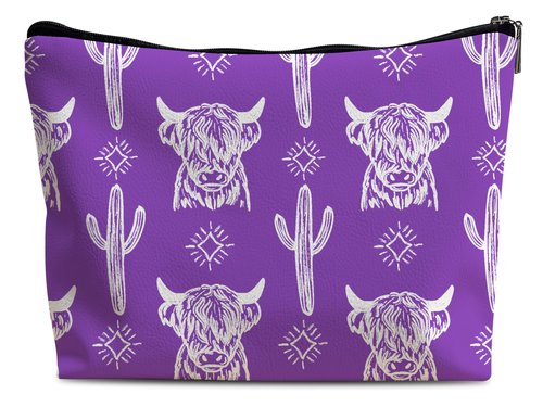 Lacosu Western Makeup Bag,Western Gifts For Women,Cow Makeup Bag,Cowgirl Stuff,Western Stuff For Women,Western Gifts,Cowgirl Gifts(Leather COW T)