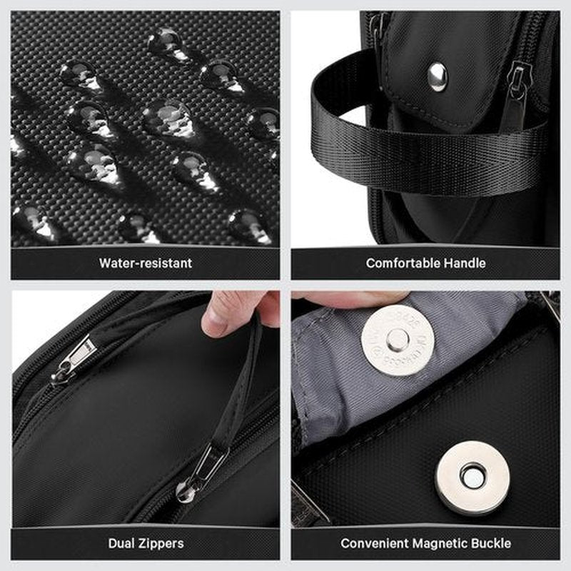 Estour Toiletry Bag for Men, Travel Toiletry Bag Travel Essentials, Dopp Kit Water-resistant Shaving Bag, Bathroom Bag Toiletries Organizer, Black(Upgraded Polyster)
