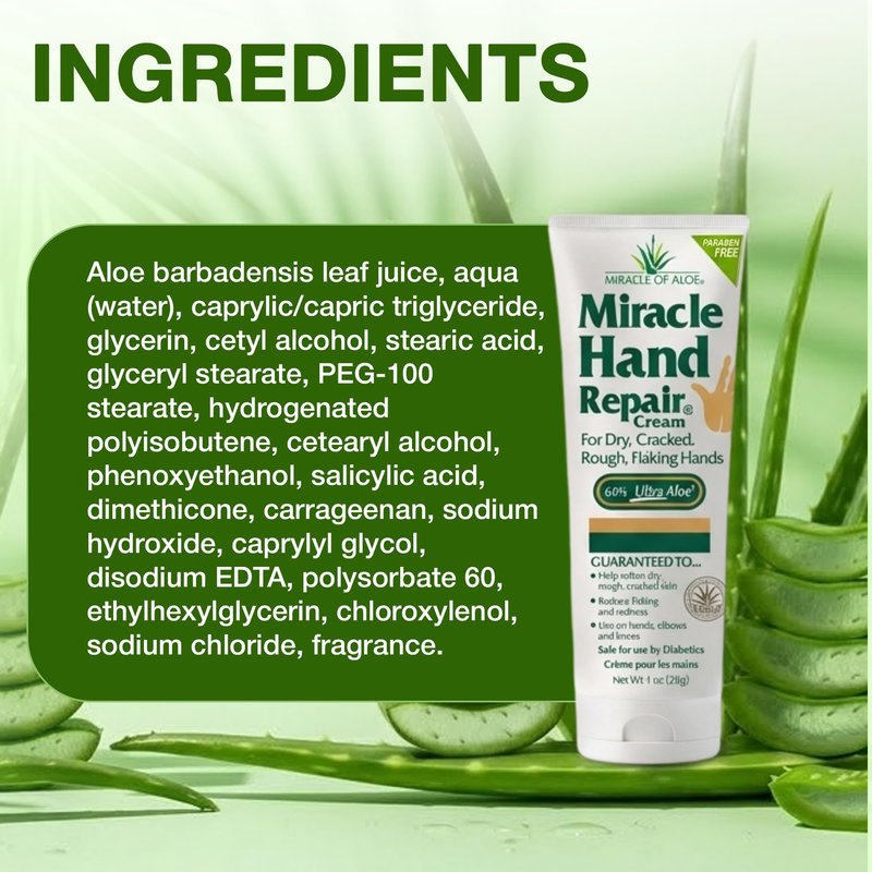 Miracle Foot Repair Cream, 8 oz + 1 oz Miracle Hand Repair, Healing Aloe Vera Lotions for Dry, Cracked Hands and Feet (8 oz Foot Cream + 1 oz Hand Cream)