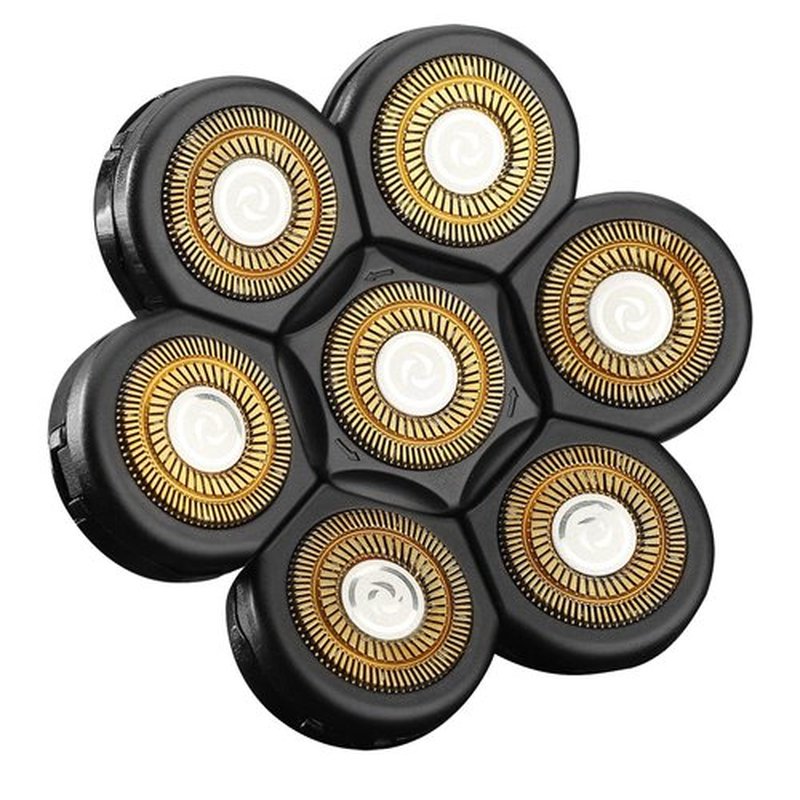 Universal 7 Blades Head Shaver Replacement Heads for Head Shaver and Other Brands Shaver, 7 Heads Head Shaver Bald Shaver Beard Electric Razor Shaver Head (Gold+Black)