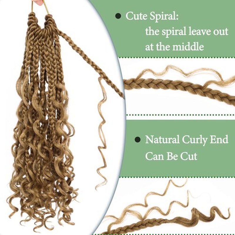 Eerya Goddess Box Braids Crochet Hair 10 Inch 8 Packs Pre-looped Bohemian Crochet Boho Box Braids With Curly Ends Synthetic Hair Extensions 3X Crochet Braids Hair for Women (10 inch, #27)
