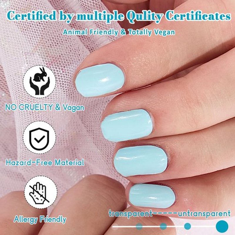 GelMala Gel Nail Strips Semi Cured Solid Color Blue Gel Nail Stickers, Long Lasting, Easy to Apply & Remove -Gel Nail Strips for Nails Manicure Nail Wraps，Easy for begginners (Aqua Sky)