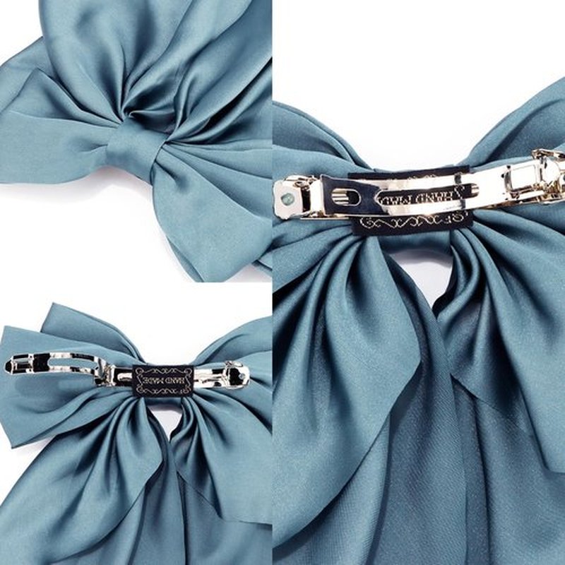 Atoden Hair Bows Silky Satin Bows for Hair Ribbons 4Pcs Coquette Oversized Long Tail Hair Bow Clips Barrettes Big Bowknot Hair Accessories for Women Girl Trendy Stuff Gifts (Beige Grey Black)